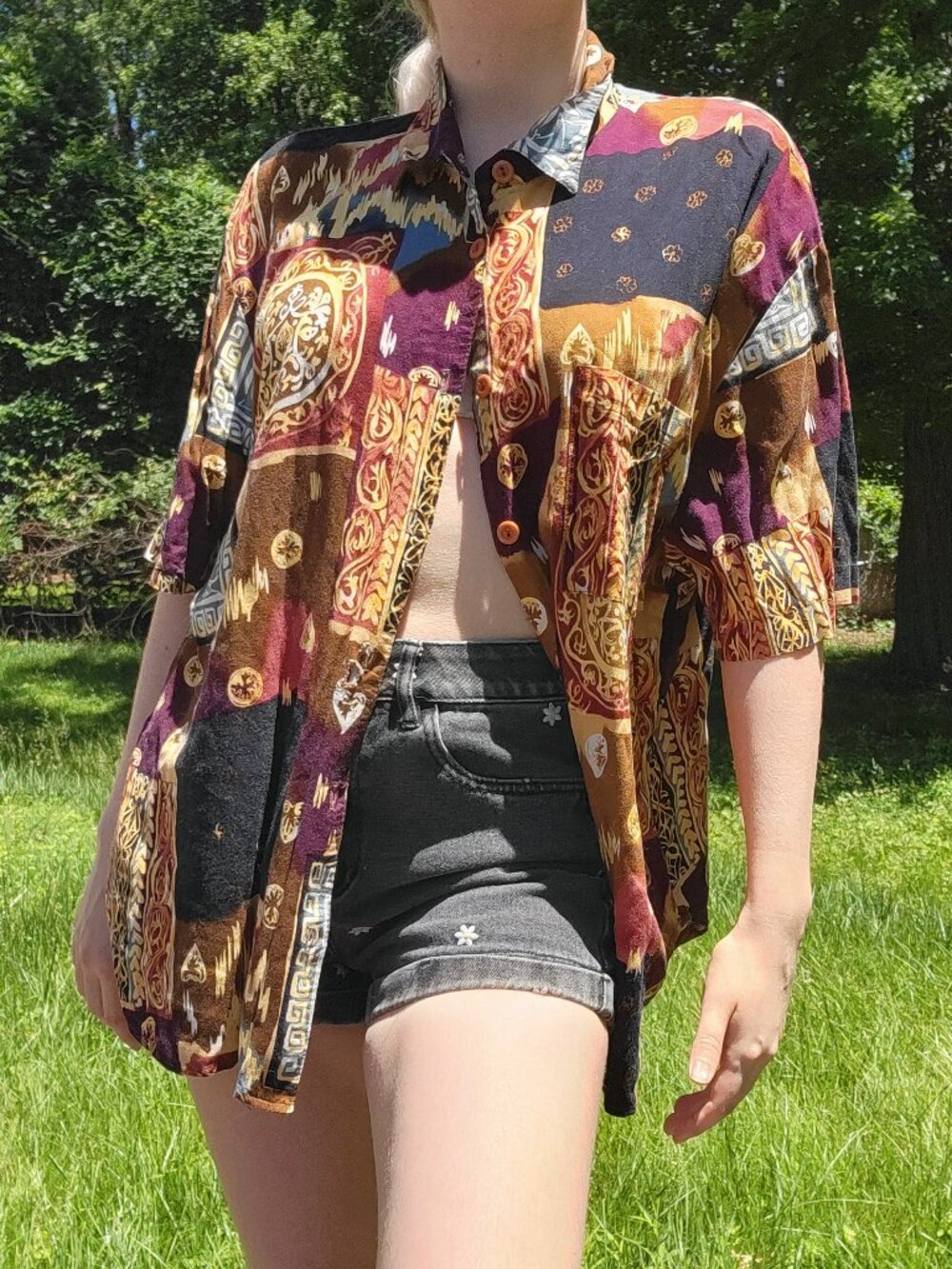 ❴ Maggie McNaughton patterned plus size hawaiian shirt ❵